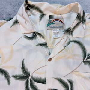Paradise Found Hawaiian Shirt Men's Large Palm Tree Rayon Aloha 100% Rayon